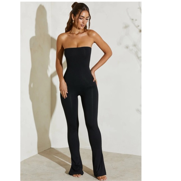 Oh Polly JAMILA Strapless Flared Hem Jumpsuit in Black - Picture 9 of 10